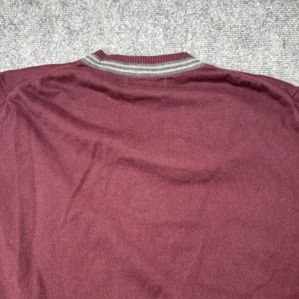 Banana Republic Cotton Cashmere V-Neck Sweater Men's XL Burgundy Maroon Pullover